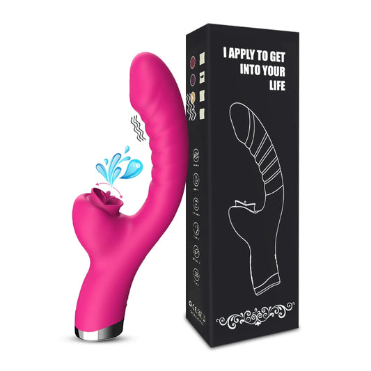 Vibrador con lengua, vibrador con estimulador de clítoris, consolador con lengua 2 en 1