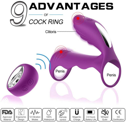 Anillo para pene con doble vibradores, anillo con vibrador para engrosador el pene, anillo con masajeador de clitoris - PARAIRAVENUS.COM