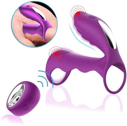 Anillo para pene con doble vibradores, anillo con vibrador para engrosador el pene, anillo con masajeador de clitoris - PARAIRAVENUS.COM