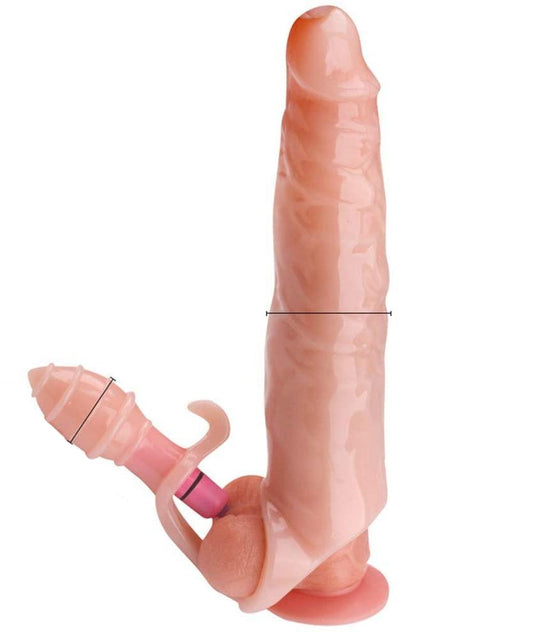 Fundas para alargar el pene, funda agrandador de pene con estimulador de clitoris, funda de pene con vibrador - PARAIRAVENUS.COM