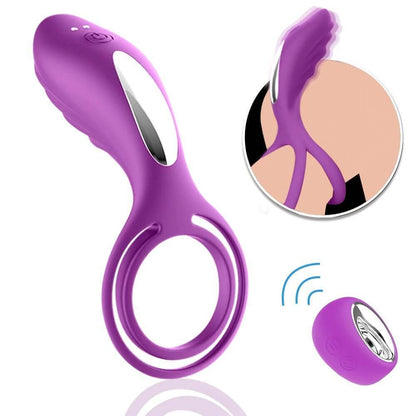 Anillo de pene con vibrador de clítoris con control remoto, anillo para pene con estimulador de clítoris - PARAIRAVENUS.COM