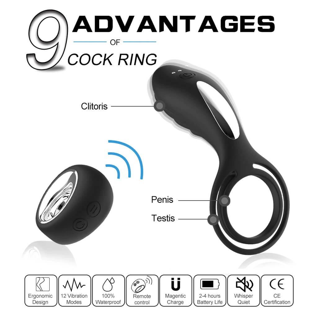 Anillo de pene con vibrador de clítoris con control remoto, anillo para pene con estimulador de clítoris - PARAIRAVENUS.COM