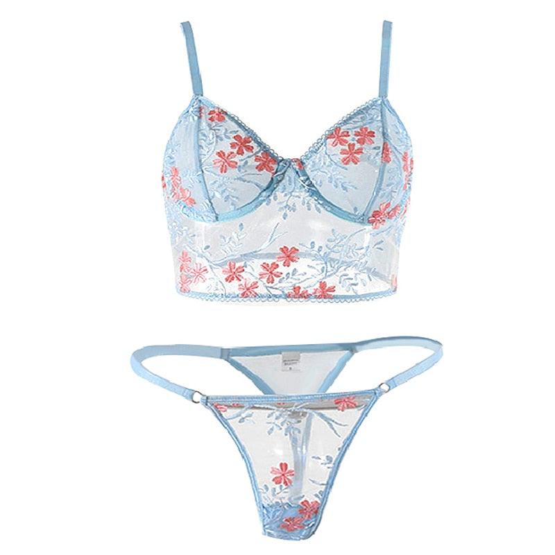 Lencería sensual estampado floral de 2 piezas - PARAIRAVENUS.COM