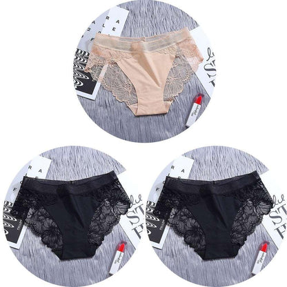 Conjunto de 3 unidades de bragas de encaje sin costuras de seda - PARAIRAVENUS.COM