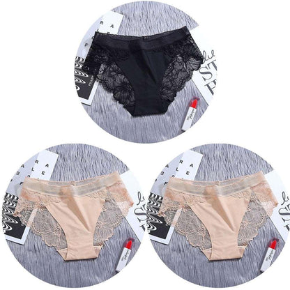 Conjunto de 3 unidades de bragas de encaje sin costuras de seda - PARAIRAVENUS.COM