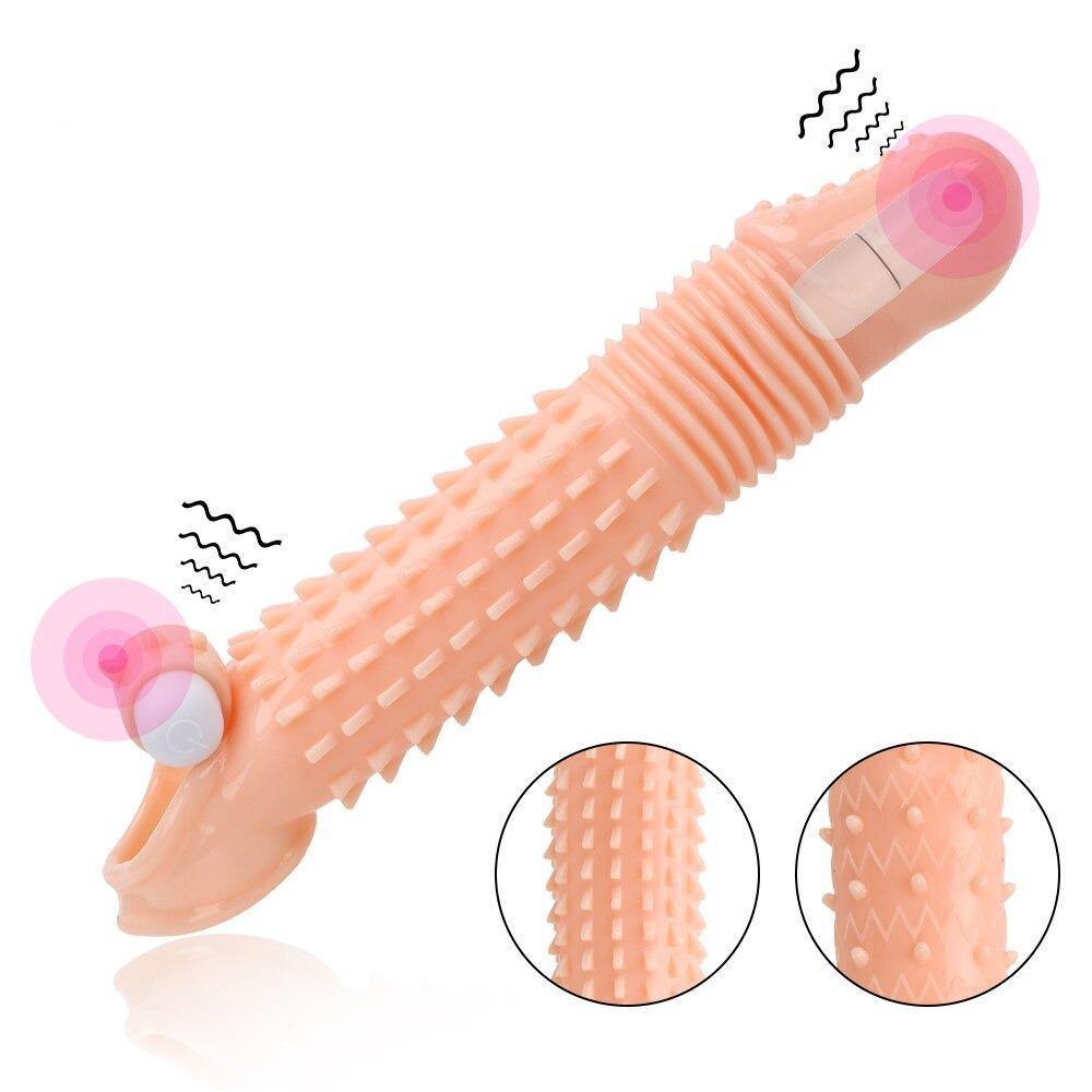 Funda para engrosar el pene, funda de pene con estrias, fundas de pene con vibrador, funda alargador de pene - PARAIRAVENUS.COM