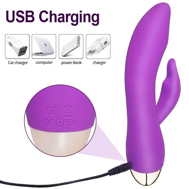 Consolador con dedo vibrante estimulador de clitoris, vibrador con estimulador del punto G - PARAIRAVENUS.COM